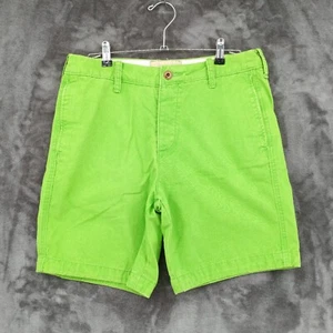 Hollister Chino Shorts Bright Lime Green Cotton Button Fly Casual Mens Size 32 - Picture 1 of 10