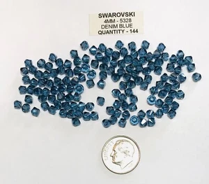Swarovski® Bicone Beads #5328 - 4mm - DENIM BLUE - 144 Pieces - Picture 1 of 1