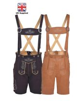 Mens Bavarian LEDERHOSEN Synthetic Leather with Matching Suspenders Shorts