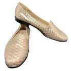 Trotters Gold Woven Leather Flats Women's Shoes Metallic Almond Toe Sz 8.5 Slim