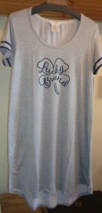 LUCKY BRAND HEATHER GRAY LOGO FRONT PRINT SLEEP DRESS NWT M - Picture 1 of 8