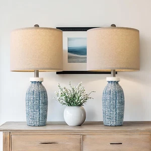 22.75" Table Lamps for Bedroom Living Room Boho Lamp Set of 2 Farmhouse Lamp - Picture 1 of 12