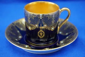Rosenthal Cobalt & Gold Espresso Cup & Saucer Set Vintage (S21) - Picture 1 of 18