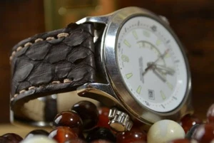 PULSERA RELOJ 22 20 18MM MARRÓN II AUTÉNTICO PYTHON MA CORREA HECHA A MANO INCL. CERRADURAS - Imagen 1 de 12