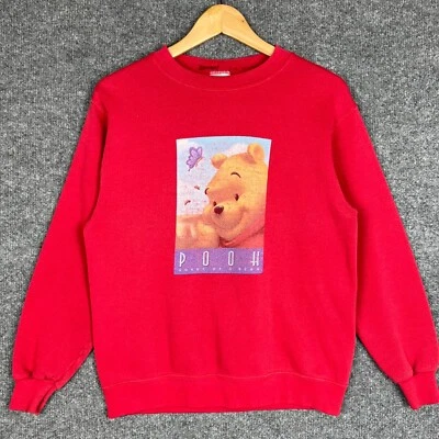 Sudadera para mujer vintage años 90 Disney Pooh Bear roja cuello redondo talla S Foto 1 de 4