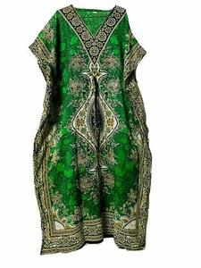 Langes-Kaftan-Kleid-Hippie-Boho-Maxi-One-Damen-Indien-Kaftan-Tunika-Kleid-Nachtgrün - Bild 1 von 3