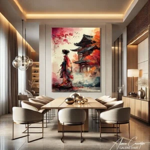 Japanese Art Framed Prints Large Geisha Art Print Pagoda Home Decor - Picture 1 of 10
