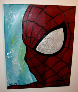 Spiderman peinture originale art Avengers Marvel Comics abstrait Spider-Man