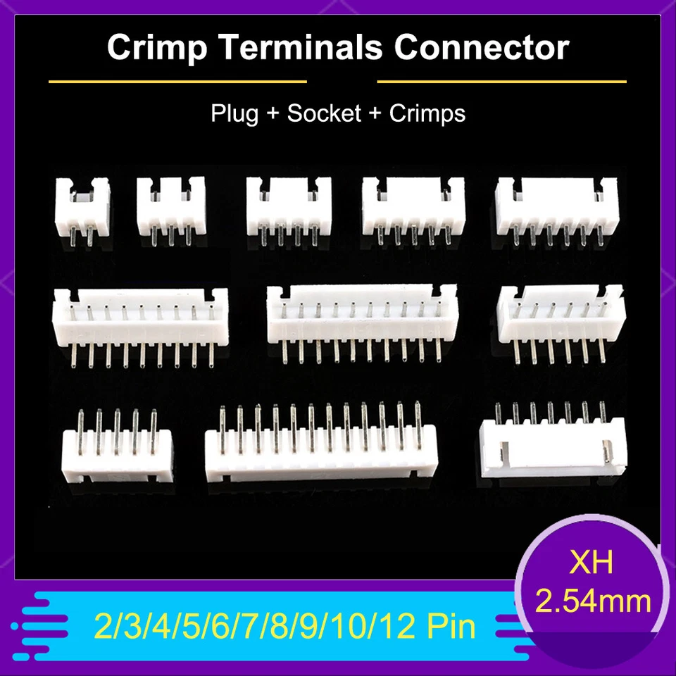 JST XH 2.54mm Plug + Socket + Crimps Set 2Pin - 12Pin Balancer Crimp Connector - Image 1 of 4