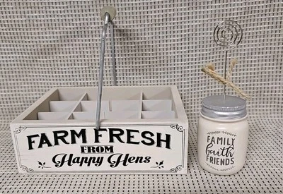 Farmhouse Decor Wooden Box W/ Handle & Jar Picture/Recipe Holder - Image 1 of 4