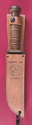 CUCHILLO CASE XX USMC HOJA FIJA CUERO RANURADO ACERO AL CARBONO Foto 1 de 4