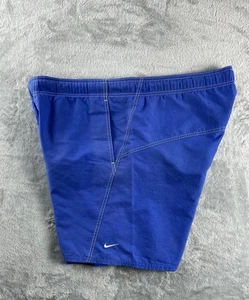 Vintage Nike Swim Trunks Swoosh Lined Board Shorts Blue Mens Large Y2K Gray Tag - Picture 1 of 6