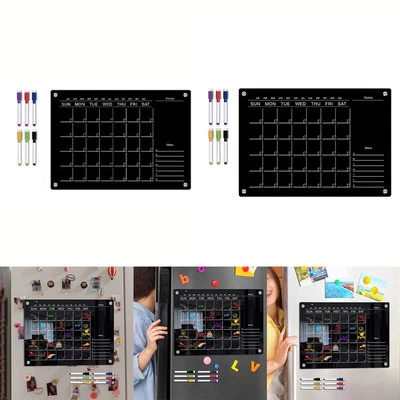 Acrylic Calendar Home Decoration 1Pcs Black Magnetic Refrigerator Calendar - Image 1 of 4