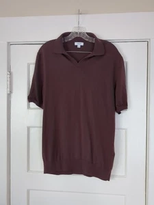 Camisa Polo Reiss Duchie Cuello Abierto Borgoña XL Se Ajusta Como Mediana Manga Corta - Imagen 1 de 11