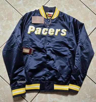 NWT Mitchell & Ness NBA HWC Indiana Pacers Satin Lightweight Jacket Mens S $120 - Image 1 of 4