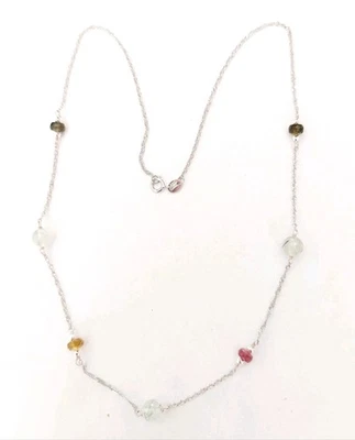 Collana in argento 925 con prenite, tormalina naturale ad ematite argentata  - Immagine 1 di 4