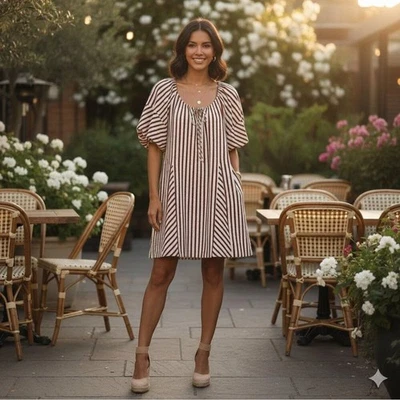 Vestido Greylin Sierra a Rayas Fácil Cambio Apto para Bombar Informal Vacaciones Nuevo con Etiquetas Talla Única Foto 1 de 4