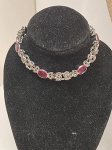 JTV Red Lab Created Ruby Rhodium Over Brass Byzantine Bracelet 6.38ctw - Picture 1 of 2