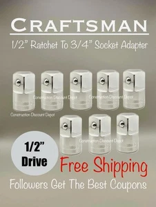 8 PACK Craftsman 1/2" Drive to 3/4" ratchet wrench socket adapter CMMT99223 - Picture 1 of 1