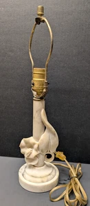 Vintage italienische neoklassizistische geschnitzte Alabaster Blume & Blätter Tischlampe 17" Höhe - Bild 1 von 10
