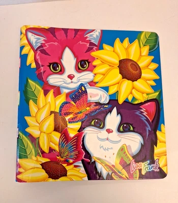 Carpeta de 3 anillas Lisa Frank ~ Gatitos y girasoles de colección ~ Leer Foto 1 de 4