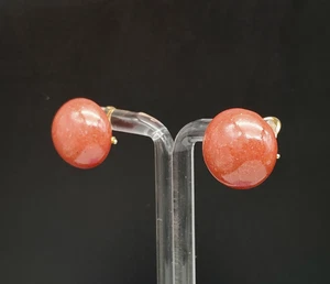 orecchini donna bottone pasta corallo rosso perno clips arg. 925 made in Italy - Foto 1 di 9