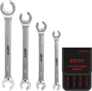 4-teiliges Bördelmutternschlüssel-Set - SAE Bremsleitung 1/4, 5/16, 3/8, silber - Bild 1 von 2