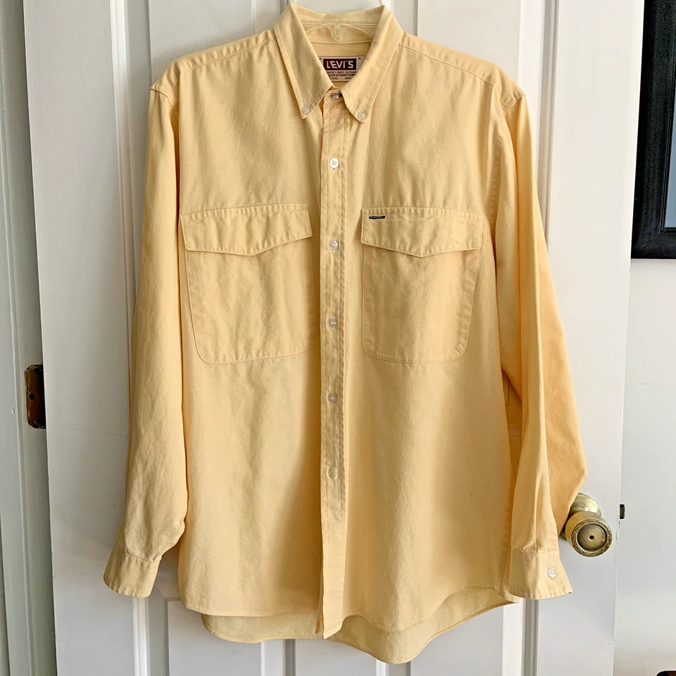 Vintage Levis 1950s 1960s Yellow Chest Pocket Button up Shirt men sz M - Image 1 of 4