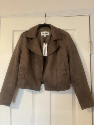Chaqueta de gamuza sintética Steve Madden en marrón abedul talla XS nueva con etiquetas Foto 1 de 4
