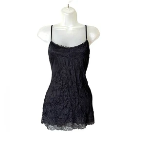 Vintage Y2K Womens Babydoll Top Medium Fairy Grunge Whimsigoth Lace Trim Black - Picture 1 of 8