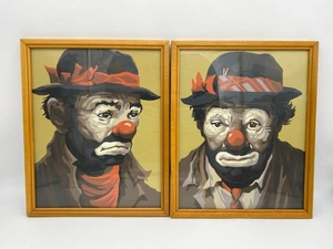 Vintage Clown Portraits Paint by Number Collectible MCM Hobo Clowns Framed - Picture 1 of 9