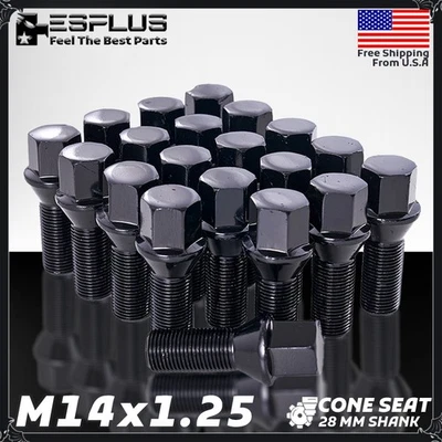20 piezas BMW Bolt M14x1.25 negro vástago 28 mm ajuste 1/2/3/4/5/6/7/8/I/M/X-Series etc. Foto 1 de 4