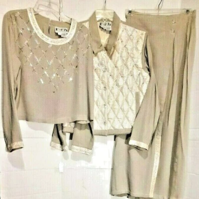 Traje vintage para mujer de 3 piezas de Faith Celia Forrester - Talla XS/S - Lentejuelas Foto 1 de 4