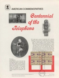 #63 13c Telefon Hundertjahrfeier #1683 USPS Gedenkstempeltafel mit FDC vertikal - Bild 1 von 1