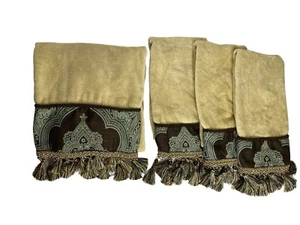 Croscill Decorative Fringe Blue Brown Bath Towel and 3 Hand Towels Set of 4 - Picture 1 of 5