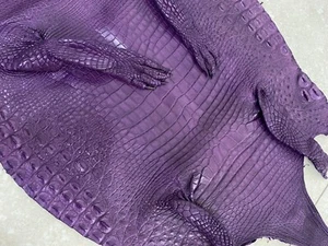 Real Purple Crocodile Belly Leather Hide Exotic Pelt Taxidermy 45'' Handmade - Picture 1 of 12