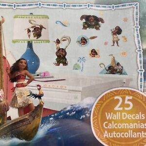 DISNEY MOANA & MAUI 25 Wall Decals Removable Stickers Room Party Decorations