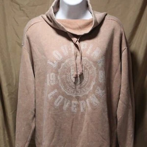 PINK Victoria's Secret XS Cowl-neck Lite Brown Sweatshirt Everyday Lounge - NWT - Picture 1 of 8