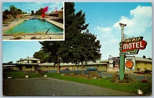 Postcard Fort Erie Ontario c1960s Fort Villa Motel Dual View Swimming Pool Cars - Picture 1 of 2
