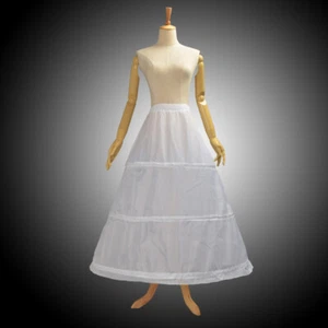 3 Hoop Wedding Hoopskirt Petticoat Bridal Crinoline White Costume Underskirt - Picture 1 of 8