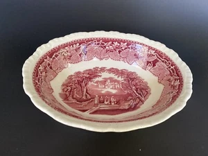 MASONS / MASON'S PINK / RED VISTA 9 1/2'' OVAL VEGETABLE Bowl CHIPS - Picture 1 of 8