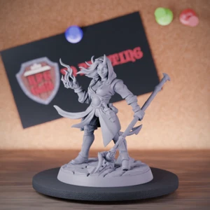 Tiefling Female Mage Miniature Warlock Mini Dungeons and Dragons Mini DnD 5e - Imagen 1 de 8