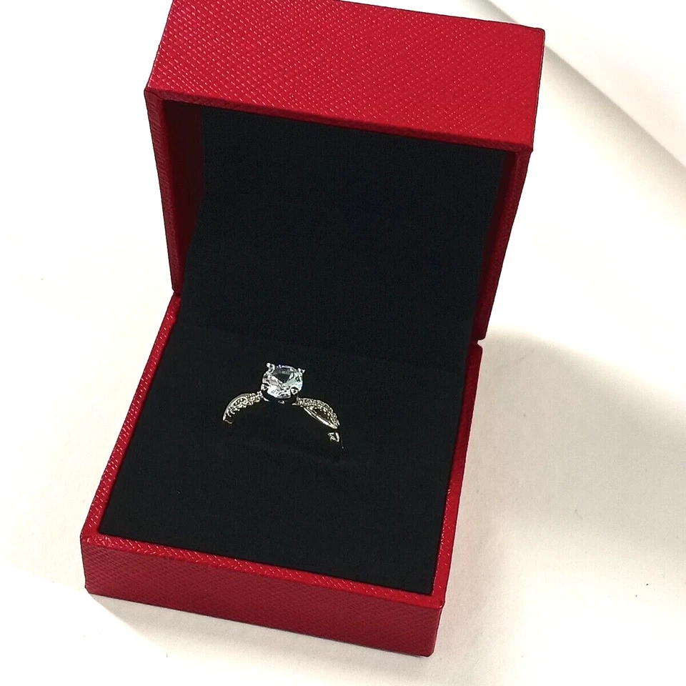 Women's Anniversary Ring Size 7.5 brass plated Prong Crystal - Image 1 of 4