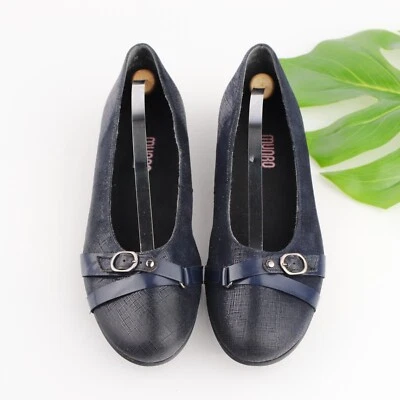 Munro Womens Josie Ballet Flat Size 9.5 M Navy Blue Leather Slip On Shoe Comfy - Image 1 of 4