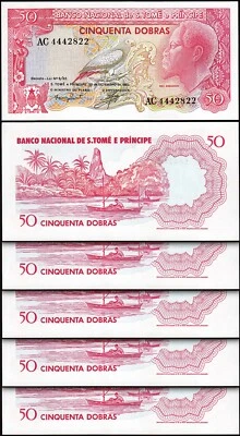 Saint Thomas & Sao Tome 50 Dobras 1982, UNC, 5 Pcs LOT, Consecutive, P-56 - Image 1 of 4