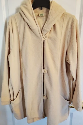 Blair beige quilted fleece button front hooded jacket size 3XL - NWT - Image 1 of 4