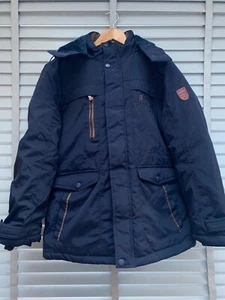 ROUGH STOCK Navy Mens Coat Medium Wild Traditionals Fleece Lined Hooded Outdoor - Picture 1 of 8