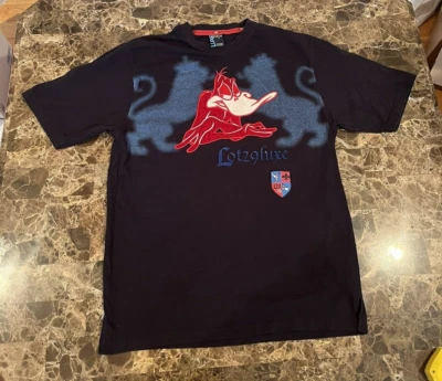 Lote De Colección Años 90 Lujo 29 Camisa Pato Lucas Bordada Roja Y Negra Looney Tunes Foto 1 de 4