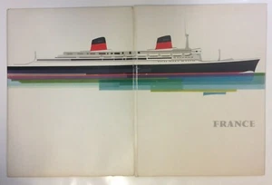 PAQUEBOT FRANCE 1960 PLAQUETTE PUBLICITAIRE IMP DRAEGER ILLUSTREE PAR A. BRENET - Picture 1 of 5