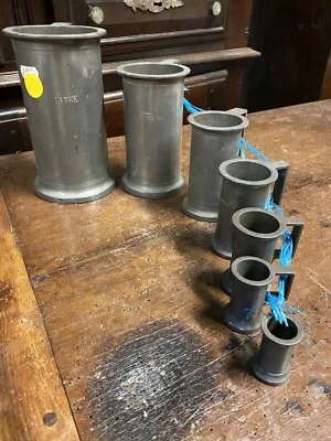 Série de Mesure en Étain Ancienne Art Populaire Outil Balance - Photo 1/4